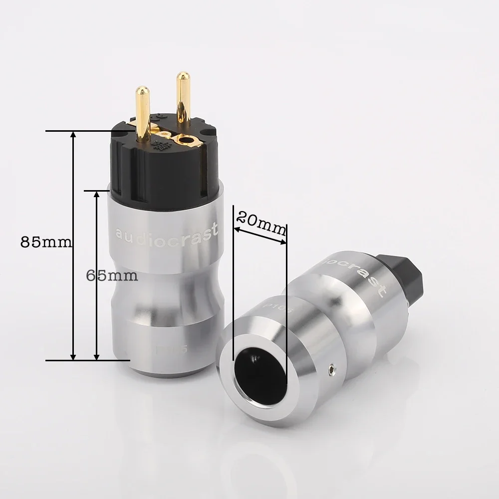 HI-End 24K Gold Plated มาตรฐานยุโรปชาย Mains AC EU ปลั๊กเสียง HIFI ยุโรป Famale แหล่งจ่ายไฟซ็อกเก็ต