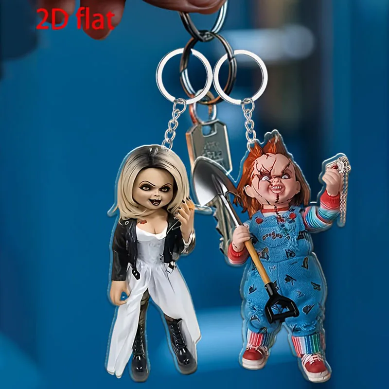 2pcsHorror Themes-2D Acrylic Keychain, Car Keychain,Gift for Horror Enthusiasts, Halloween and Christmas Gifts,Horror Keychain
