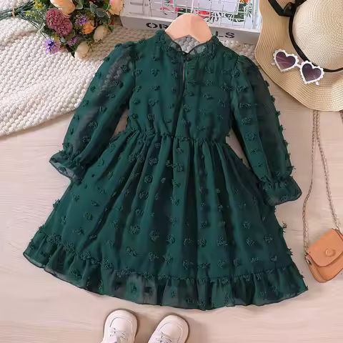 Kids Lace Grid Long Sleeved Baby Girls Dress Perfect For Parties And Casual Daily Wear Children Clothing For 2 3 4 5 6 7 Years