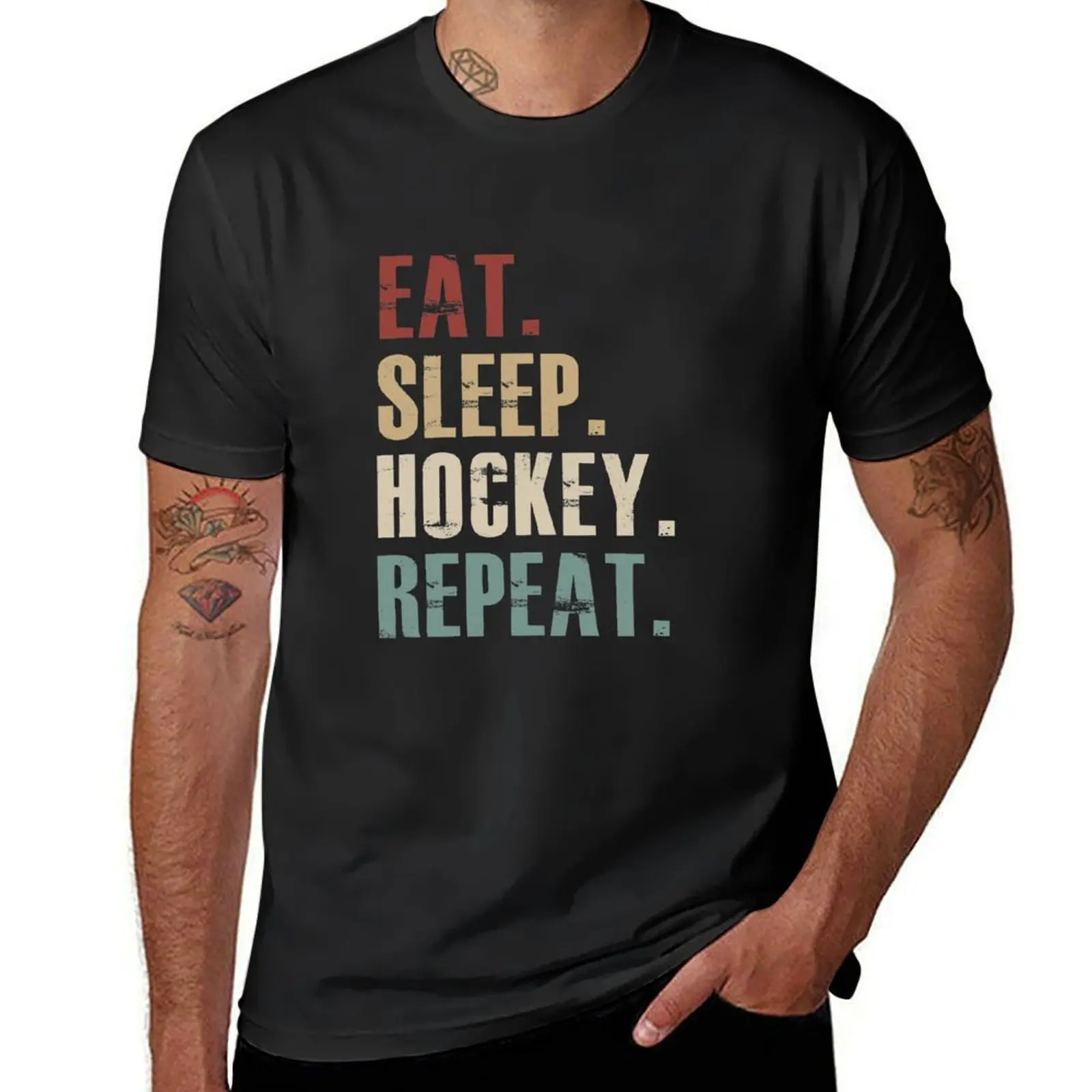 

Eat Sleep Hockey Repeat T-Shirt tees plain anime funnys fitted t shirts for men