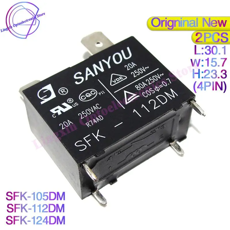 2Pcs/lot SFK-112DM 105/124DM Air Conditioner Relay Power Relay SFK 112DM 5V 12V 24V 20A 250VAC 4pin 100% Original new M- From -A