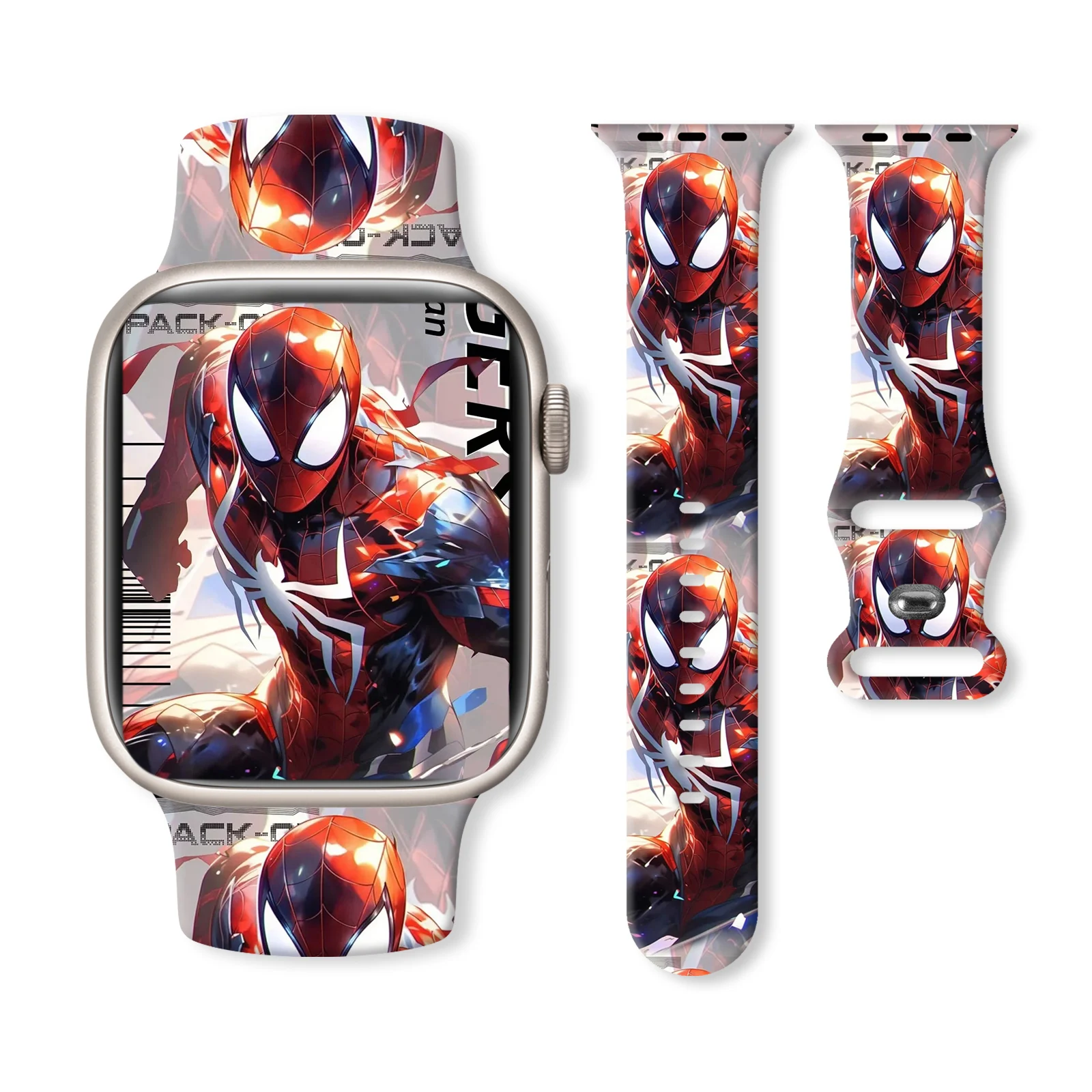 Subtle Spider-Man Printed Strap for Apple Watch 11 10 9 8 SE Silicone Band for iWatch 46mm 44mm 42mm 41mm Replaceable Watchband