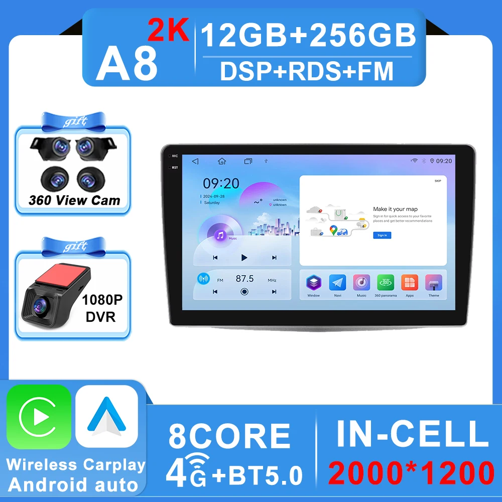 Android 16 Autoradio Stereo Voor Alfa Romeo MiTo 955 2008-2016 Auto Cireless Carplay GPS Navigatie Multimedia Video speler 2Din