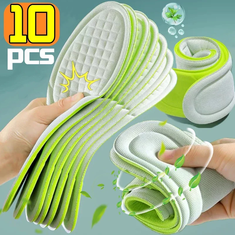 

10pcs=5pairs 4D Nano Soft Insoles Unisex Sports Running Massage Shoes Inserts Memory Foam Deodorant Sweat Absorption Cushion