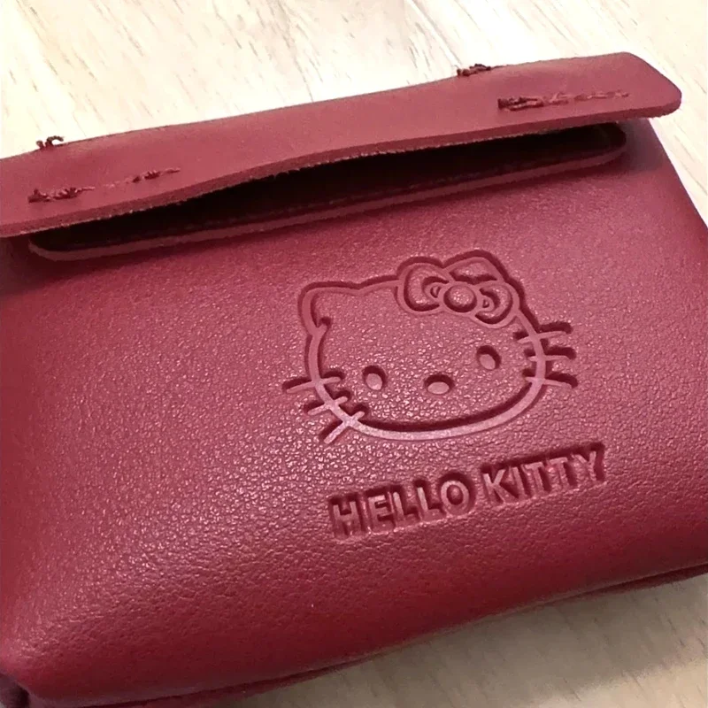 Kawaii Anime Hello Kitty Red Leather Wallet Japanese Fashion Retro Portable Mini Coin Wallet Girl Woman Birthday Party Gifts image 5