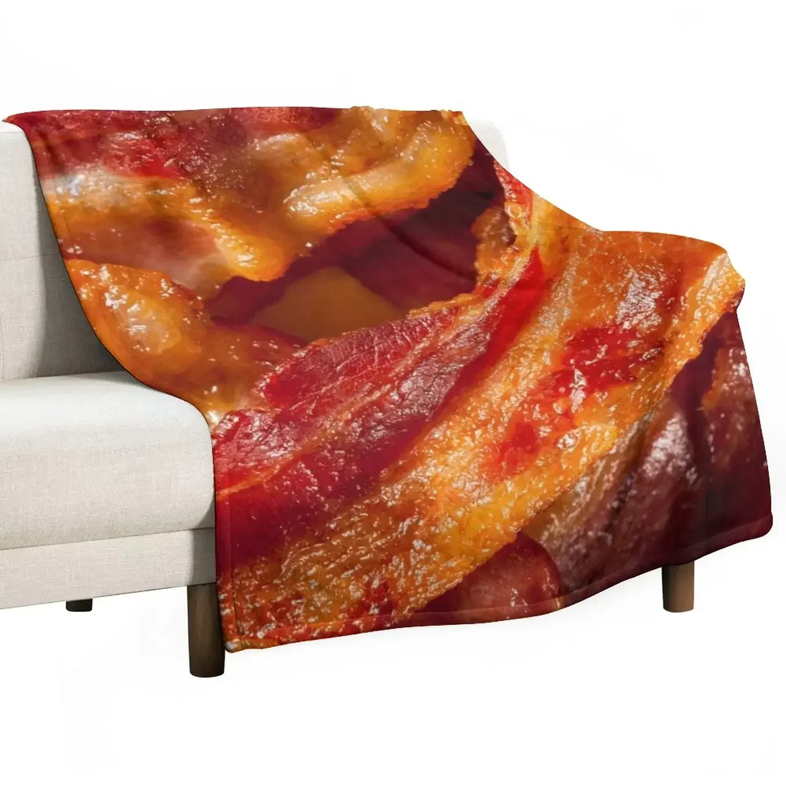 Delicious crispy bacon background funny texture pattern for meat lovers HD High Quality Online Store Throw Blanket