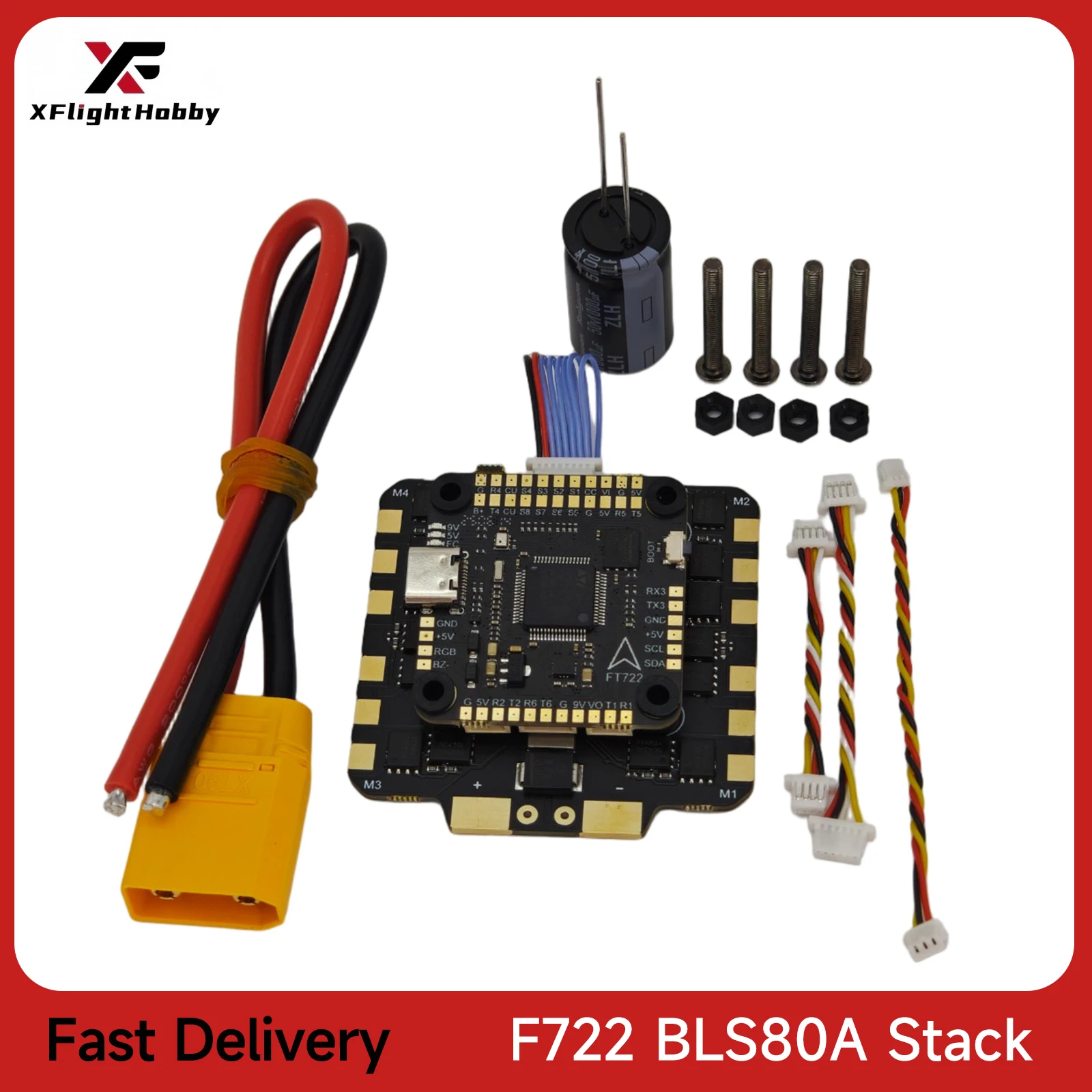 

XFlight Hobby F722 Flight Controller Stack BLS 80A 4-in-1 Brushless ESC 3-8s Lipo for 13 inches Freestyle FPV Racing Drone Parts