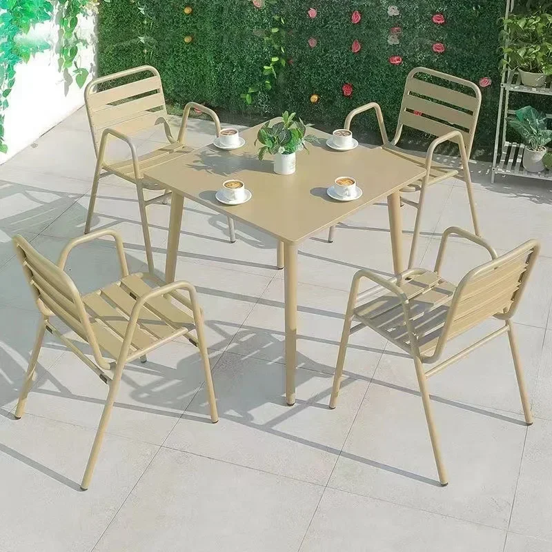 Outdoor wrought iron tables and chairs courtyard garden terrace leisure backrest one table four chairs commercial store outdoor