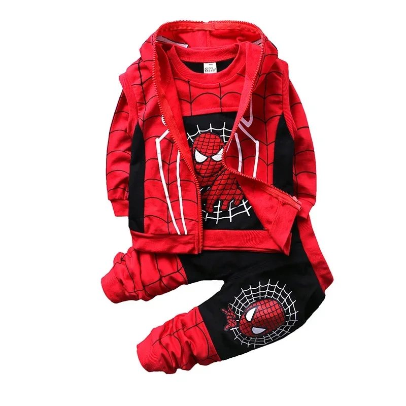 Spring Autumn Baby Boys Spiderman Sets Clothes Kids Long Sleeve+Vest+Pants 3Pcs Tracksuits Children Cartoon Cosplay Clothing