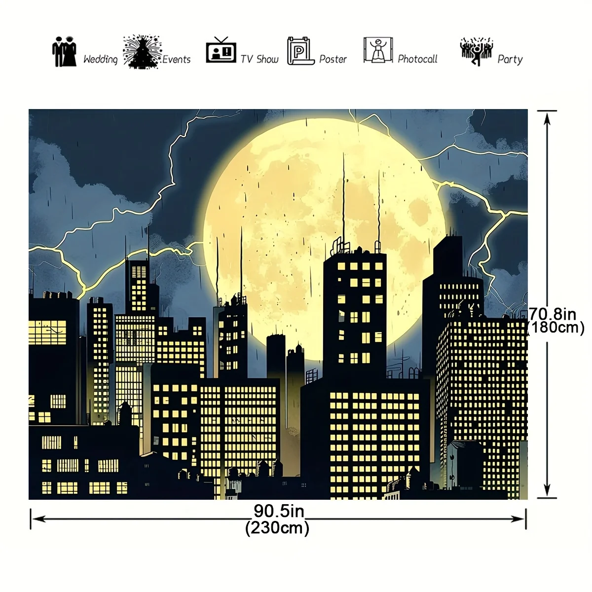 Superhero Super City Photography Background Full Moon Bat Photo Birthday party Background banner Home decor items - Image 5