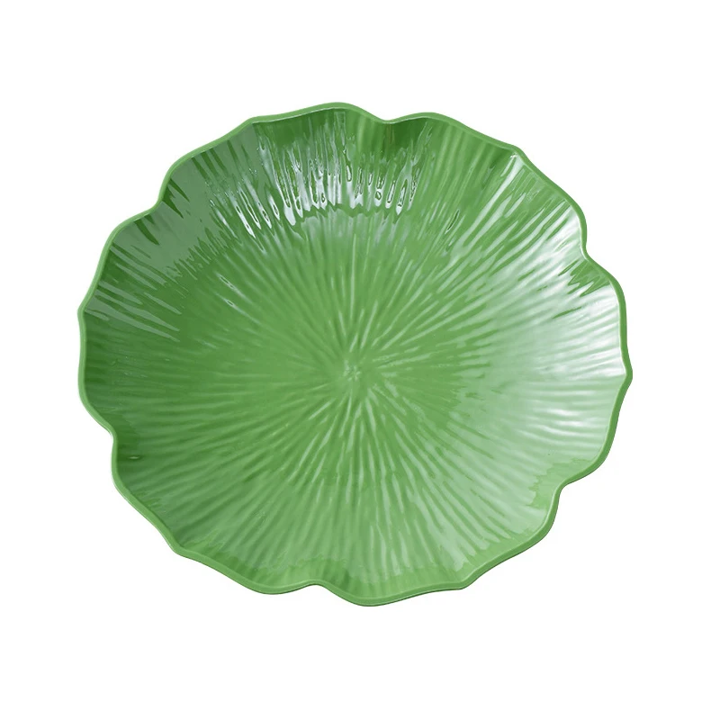 Creative Plastic Lotus Leaf Shape Tray, Fruit Dessert Plate, Nut Plate, Candy Serving Tray, Tableware, 8 