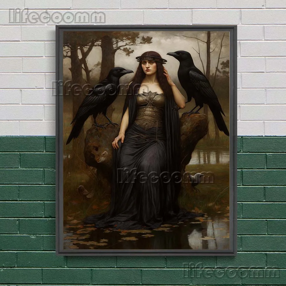 Black Magic Priestess & Satanic Witch Witchcraft Wall Art Painting Celtic Mythology Goddess Art Poster And Print Home Decoration