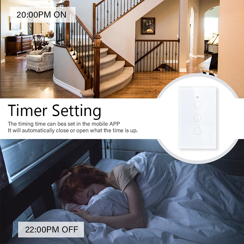 UNKAS-Tuya Smart Life Light Switch, WiFi Touch Sensor, 110V, 220V, Télécommande, Pas de fil de melon, Alexa, Google Home
