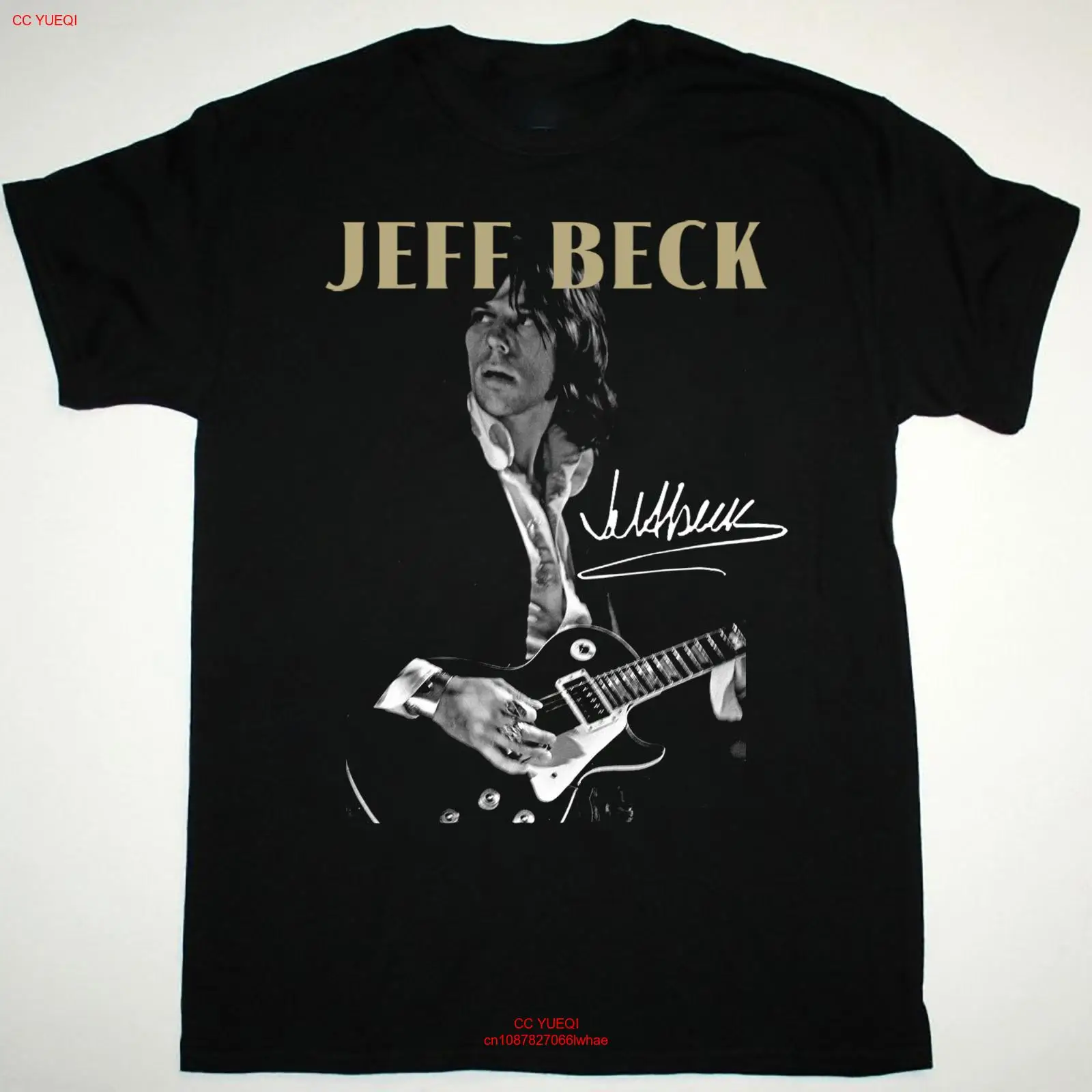 Rare Jeff Beck Signature Black Men T Shirt All Size Gift For Fans