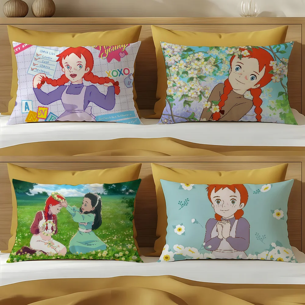 Pillow Case Hit A-Anne of Product Gables Sofa Living Room Office Rectangle Pillow Green Home Coffee Cartoon Shop Bedding