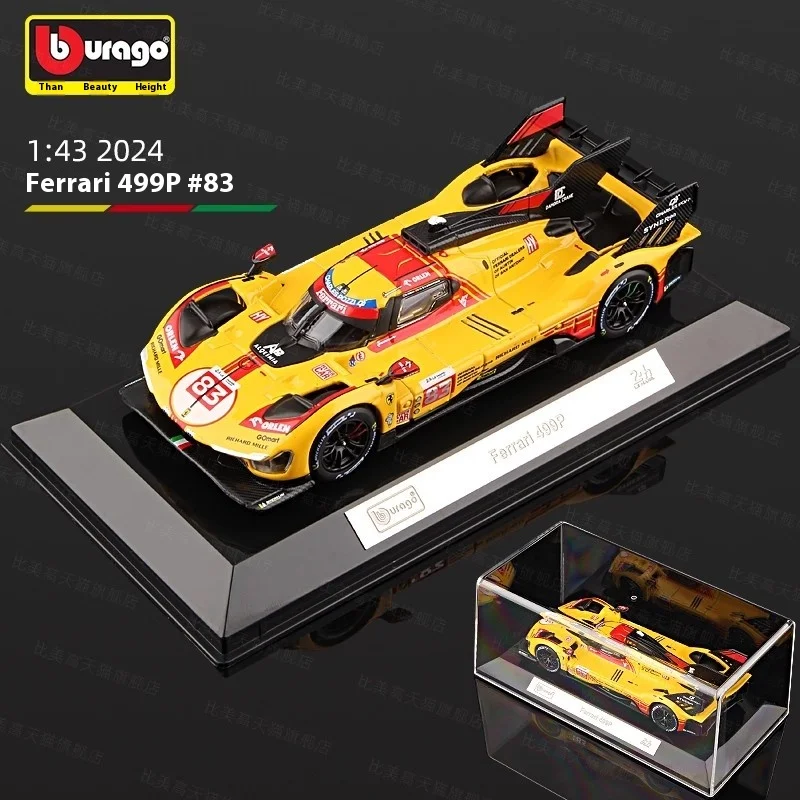 Nieuwe Bburago schaal 1:43 gegoten Ferrari 2024 499p # 50 # 83Le Mans Winner Collectors Edition Legering Luxe automodel speelgoed voor volwassenen