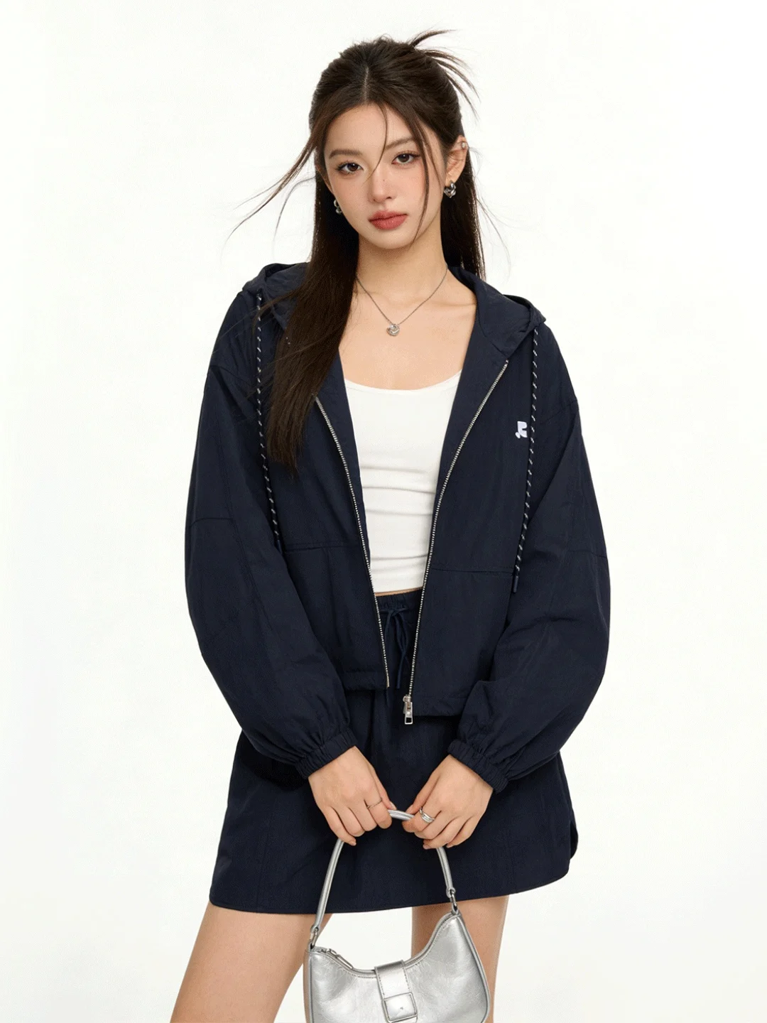 

2026 New Casual Sports Workwear Korean Retro Jaet Outerwear Spring Simple ort Skirt Faion Set Breathable Midweight No L...