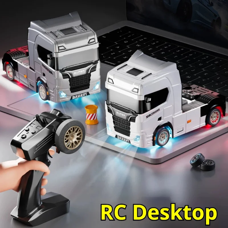 

Full Scale 1:43 Mini Desktop Drift Truck Head Gyroscope Rc Drift Car 2.4g Simulate Car Lights And Simulate Tires Toys For Kids