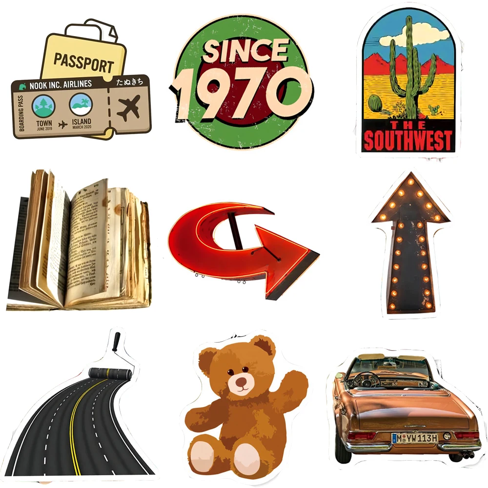 10/30/50 個ヴィンテージ INS アメリカンスタイル落書きステッカー美的デカール DIY 文具スーツケースラップトップ防水ステッカーパック