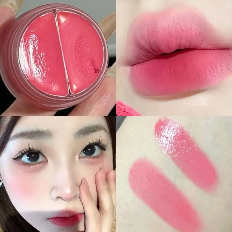 Enlatado lama labial blush creme rosto blush hidratante sombreamento batom bochecha matiz duradouro lipgloss maquiagem original blush paleta