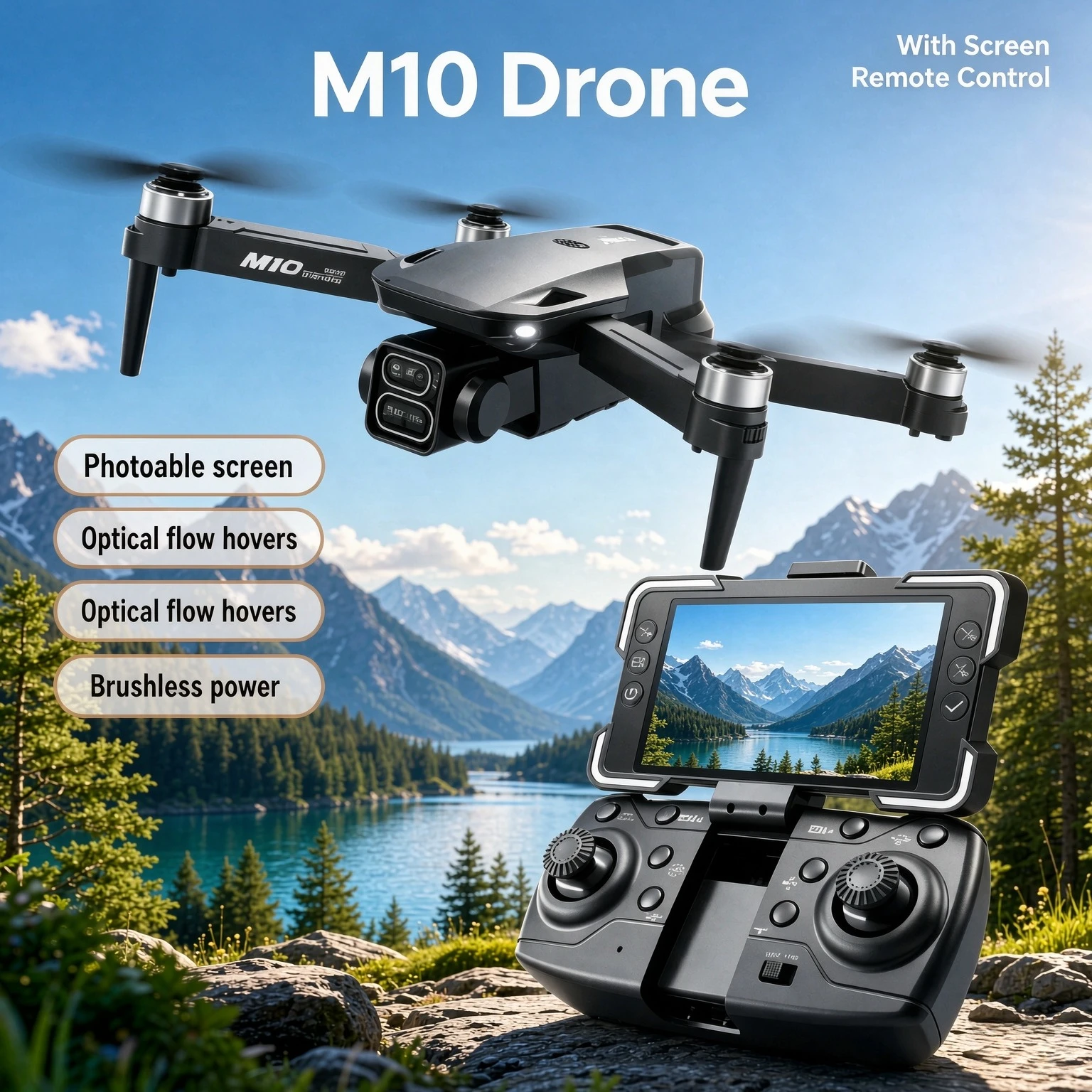 Original M10 GPS Foldable Drone 8K HD Camera 5G WiFi FPV Screen Remote Control Brushless Motor Obstacle Avoidance RC Quadcopter
