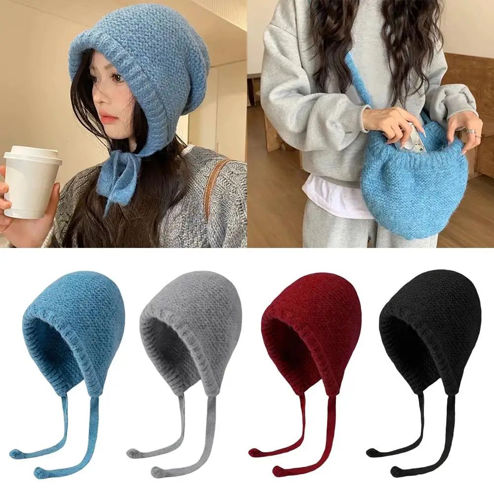 Hot Knitted Beanies Cap Winter Skullies Beanies Hat Plush Hooded Hats Neck Collar Scarf Caps Balaclava Caps Bonnet Beanies Cap