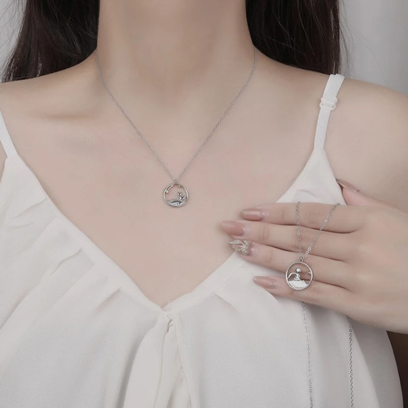 لطيف الأمير ليتل فوكس المعلقات قلادة المختنق زوجين القلائد المعلقات النساء مجوهرات اكسسوارات عيد الحب هدية