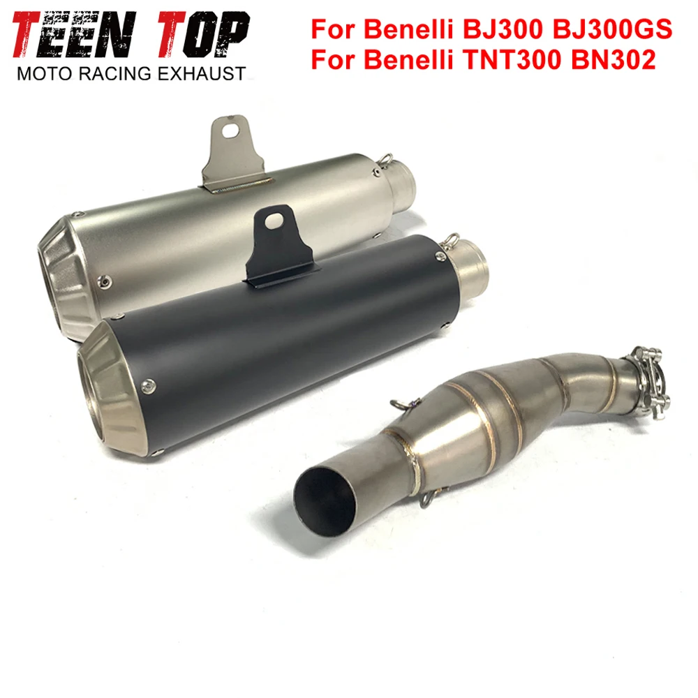 

BJ300 BJ300GS Slip-on Exhaust Connect Pipe Racing Muffler 51mm Motorcycle Escape Tube For Benelli TNT300 BN302 Stainless Steel