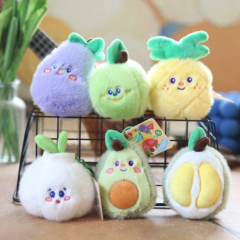 Cute Vegetable Fruit Keyring Cartoon Plush Stuffed Toy Doll Keychain Bag Pendant Accessories Birthday Gift