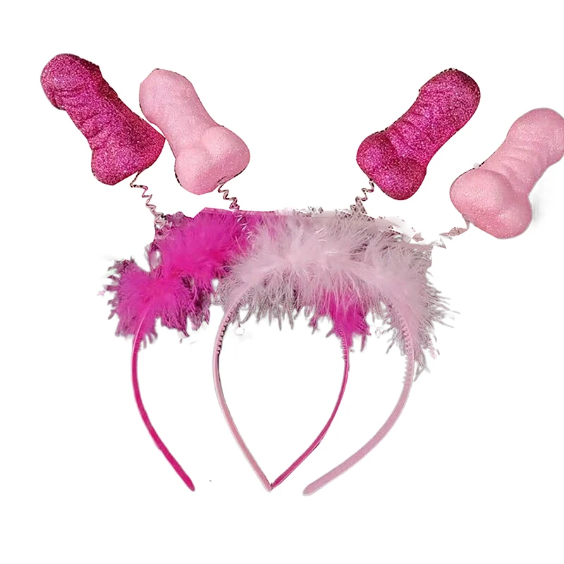 عقال حفلة توديع العزوبية الأحمر الوردي ريشة مثير رباط شعر العروس لتكون الزفاف دش سعيد الدجاجة ديكور حفلة صور الدعامة