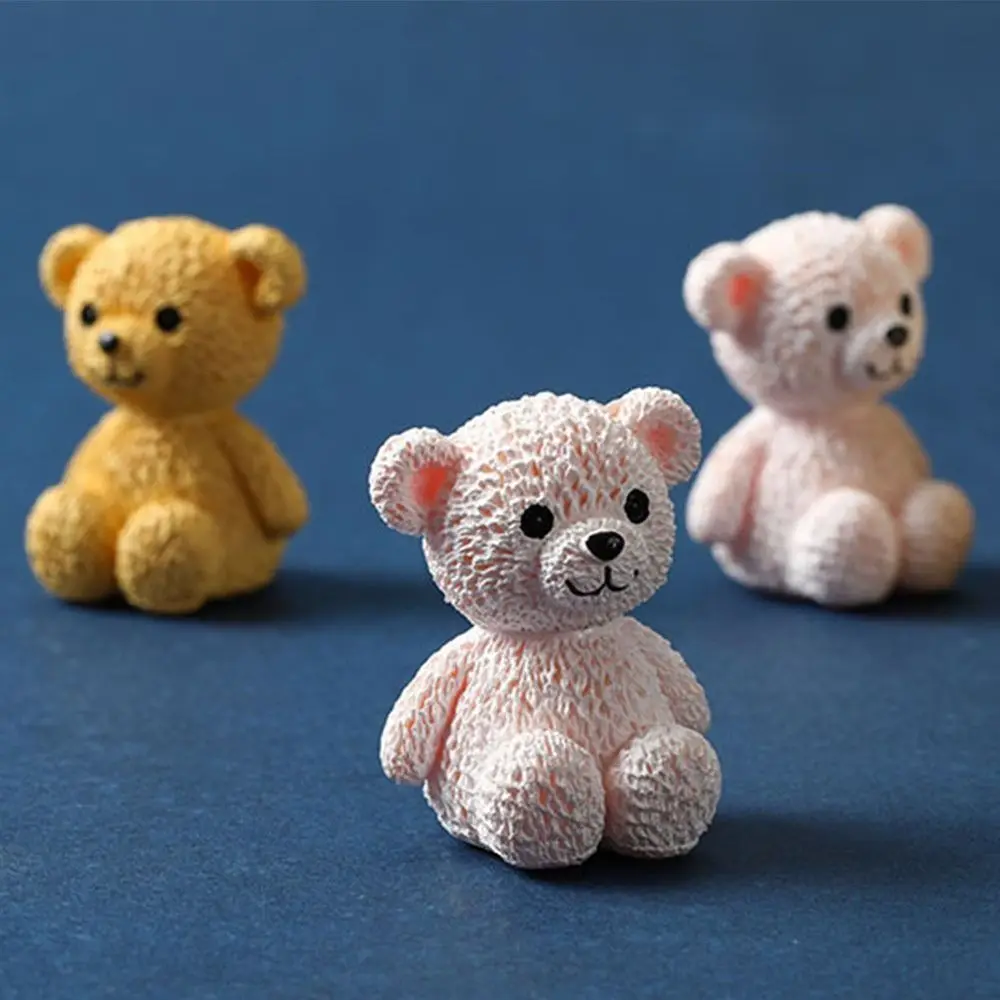 Garden Accessories Cute Miniature Bear Figurines Funny Mini Cartoon Animal Statue Handmade Plastic Bear Ornament Home