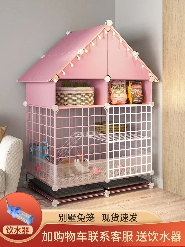 

Rabbit cage home indoor rabbit special large size Dutch pig guinea pig cage automatic manure cleaning pet rabbit litter rabbit c