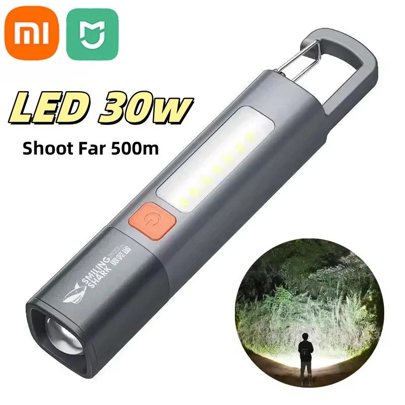 Xiaomi MIJIA Outdoor Flashlight Portable Strong Light Variable Focus Floodlight Side Lights Mini Flashlight Lamp High Brightness