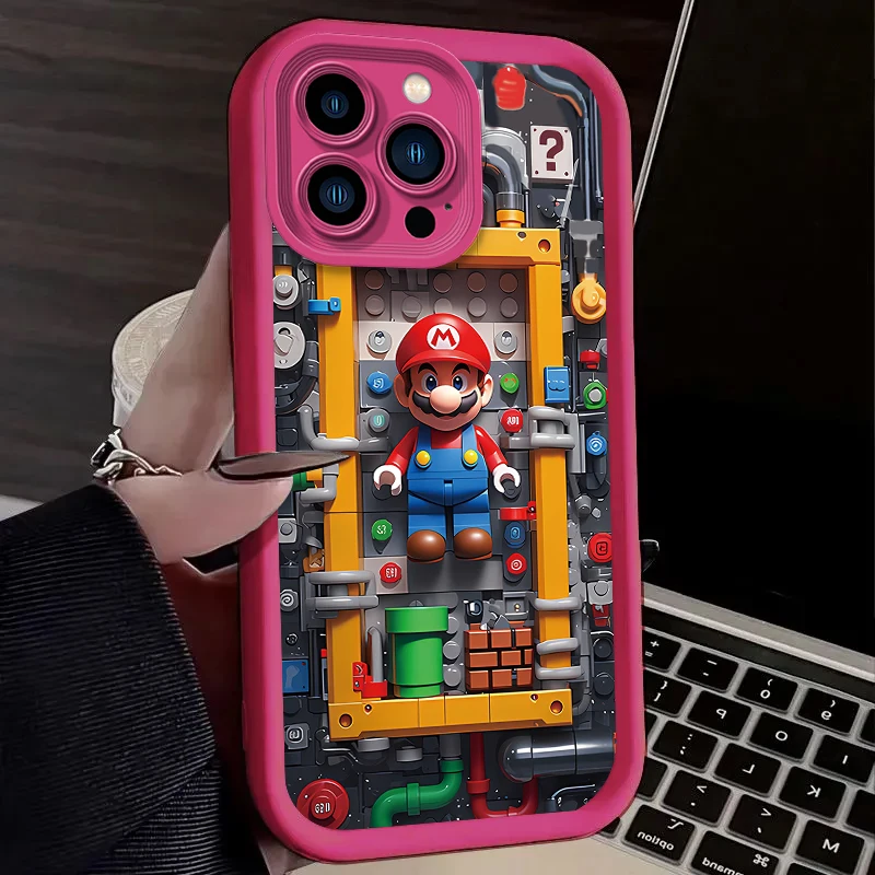Soft Phone Case For iPhone 17 Air 15 16 16E 14 13 12 11 Pro Max X XS X S Max XR SE 2020 SE4 7 8 Building Blocks M-Marios Cover view 2
