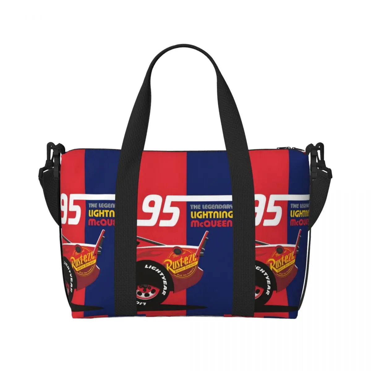 

Custom Car 95 Lightning Mcqueen Cool Grocery Tote Shopping Bag Women Large Capacity Cartoon Pattern Beach Gym Travel Bags