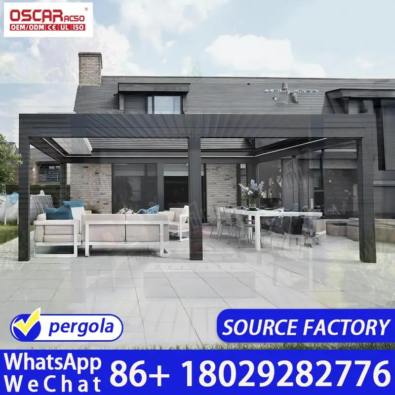 

Automatic Backyard Patio Sunshade Easy Modern Aluminium Louvers Roof Metal Pergola for Outdoor Garden Terrace pergola