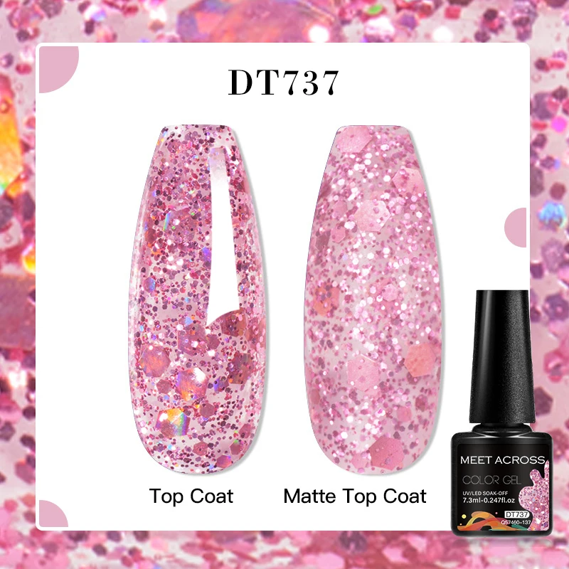 MEET ACROSS 7.3ml Pink Series Gel Nail Polish Vernis Summer Spring Semi Permanent UV Gel Varnish Nail Art Gel Manicure