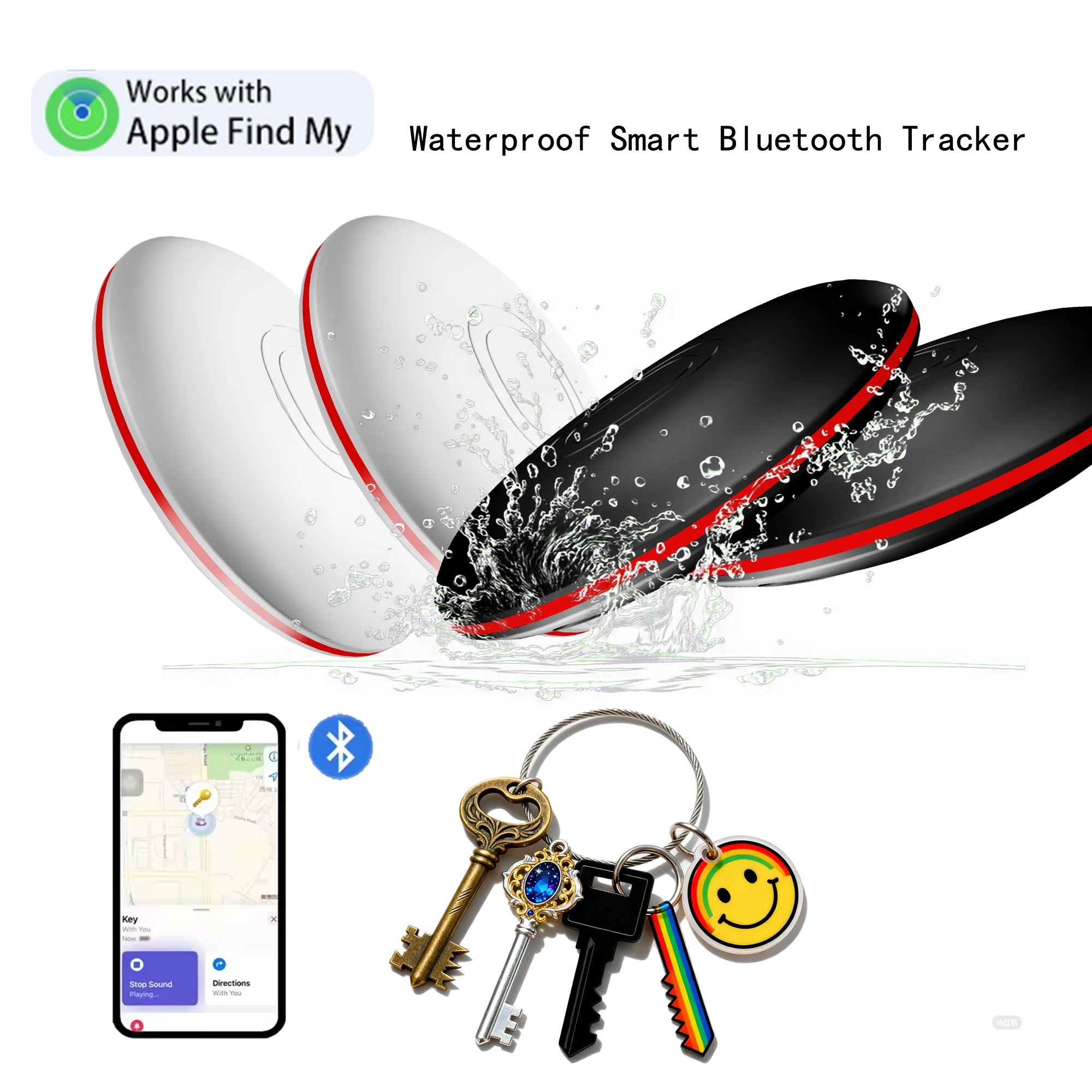 

Waterproof Anti loss Tracker Blue-tooth Tag For Apple's Find My Sound Locating Message Reminder Key Bag Car Motorcycle Finder