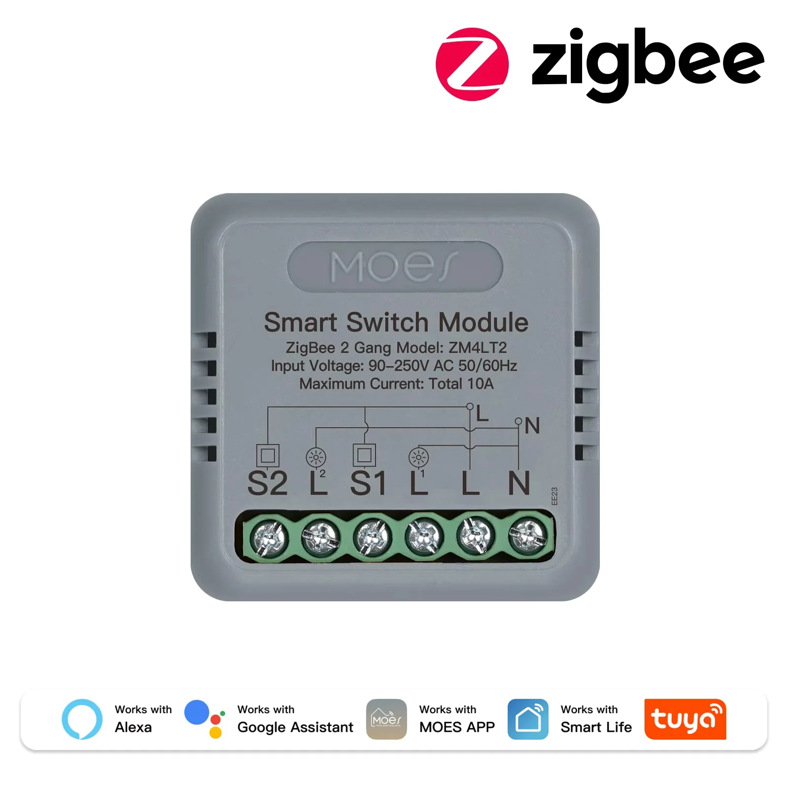 NIEUWE MOES Mini Smart Switch 1-4 Gang, WiFi/Zigbee DIY-module, werkt met Alexa & Google Home, timer & spraakbesturing, huisautomatisering ​ ​
