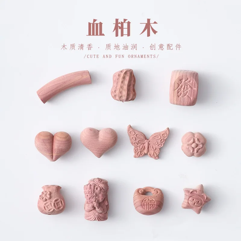 

Blood Cypress Four-Sided Letter Block Handmade DIY Wenwan Bracelet Necklace Spacer Bead Pendant Bag Hanging Accessories HandStri