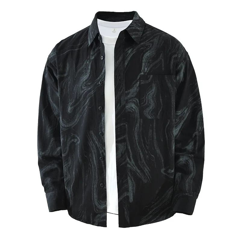 

Новые весенние рубашки с принтом для мужчин, корейская модная уличная одежда, топ с длинными рукавами, молодежные удобные повседневные рубашки из чистого хлопка, индивидуальные