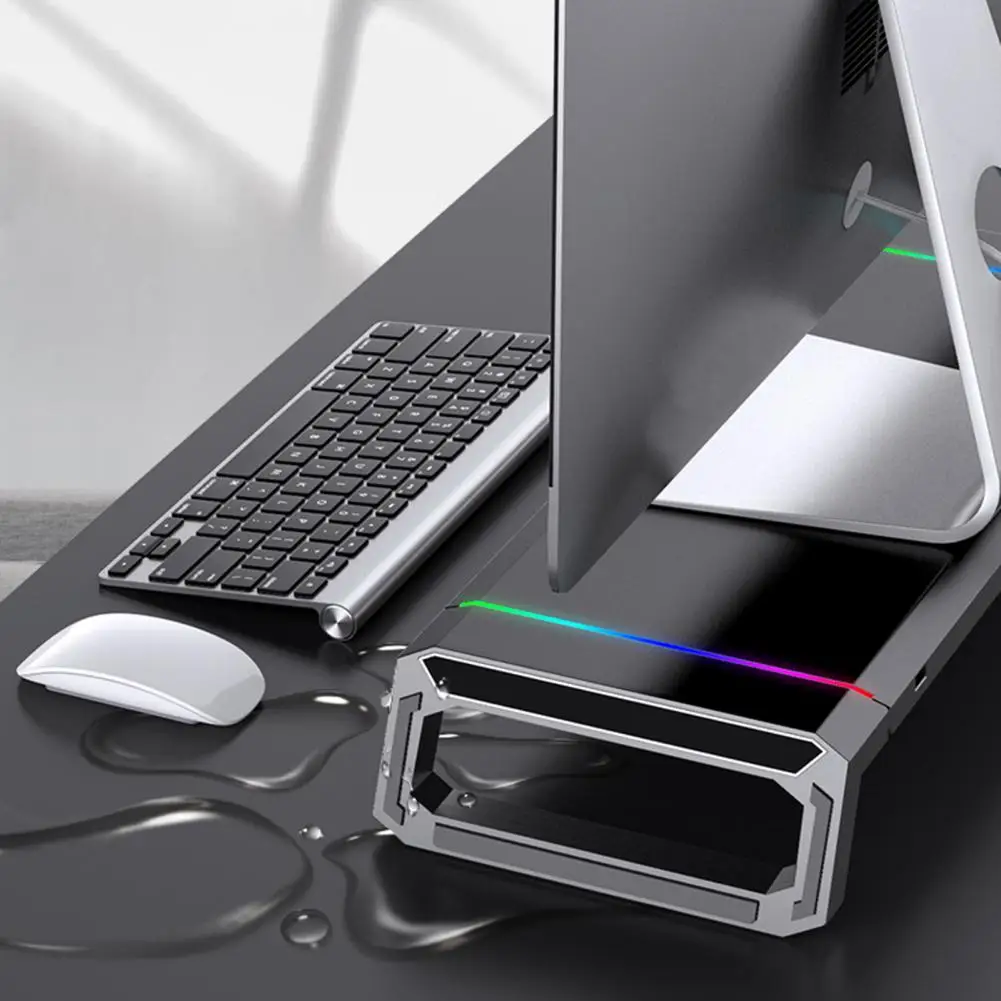 Computer Stand Rgb Monitor Stand Riser with Portable Design for Laptop Printer Strong Load-bearing Foldable