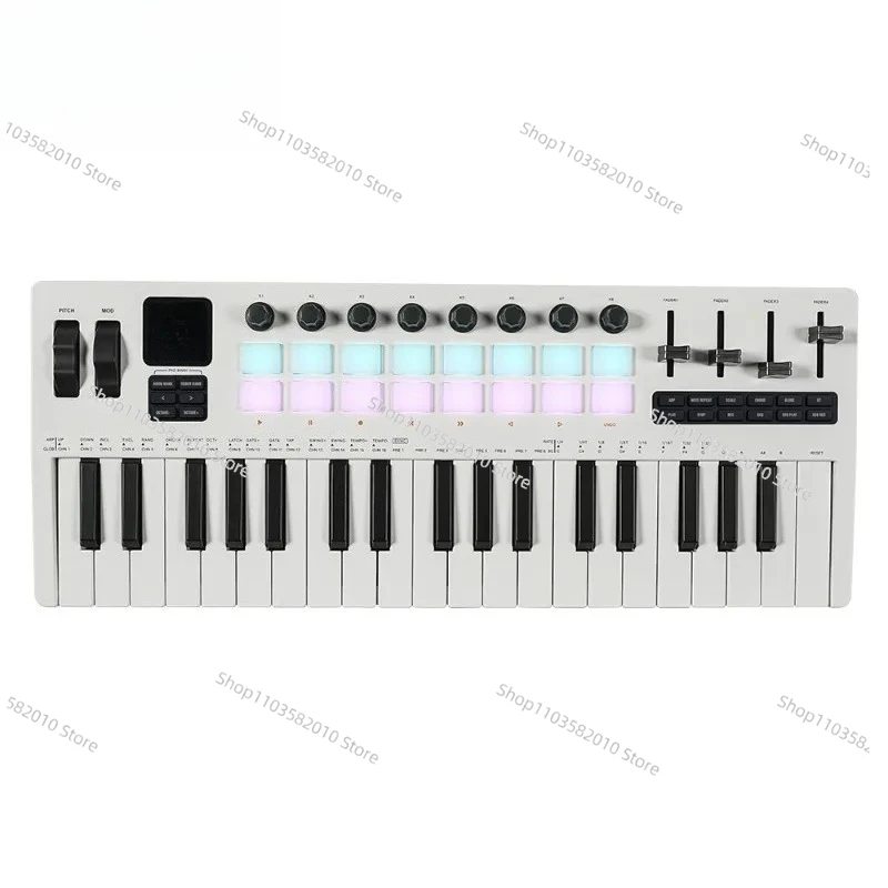 M-VAVE SMK-37 PRO Keyboard 37 Key 3.5mm MIDI 16 RGB Drum Padswith Sound Source Supports Wireless Connection To Multiple Systems