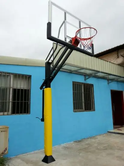 Factory Sale FIBA Height Adjusted Basketball Hoop Complete Set Tempered Glass Backboard for Training