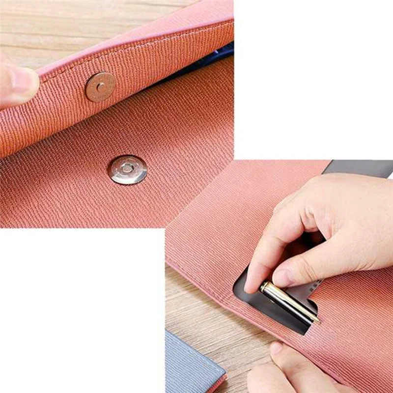 

J1UL1N Document Holder Waterproof Portfolio Envelope Folder Case With Snap Closure Pink