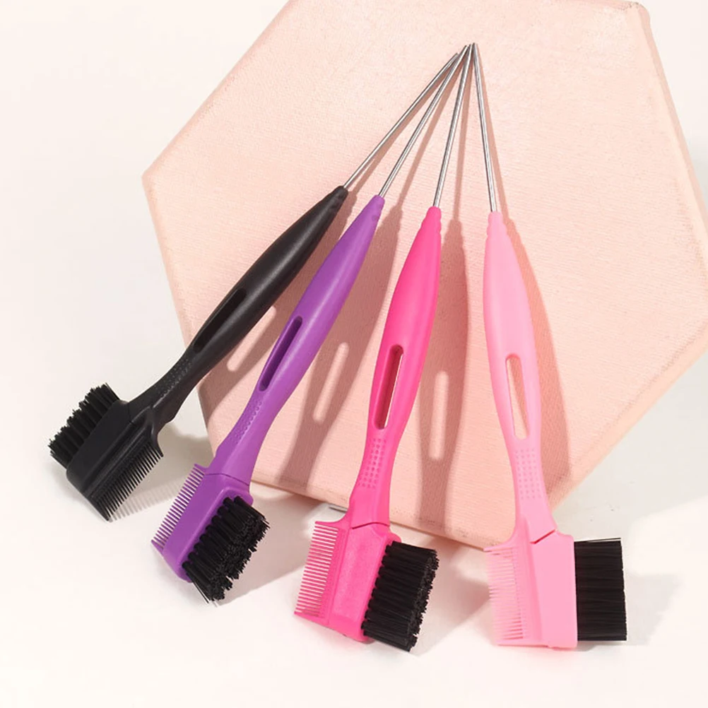 

1 Set Pink Eyebrow Brush With Replacement Heads Portable Eyebrow Comb Hair Edge Styling Tool For Women Makeup Brushes