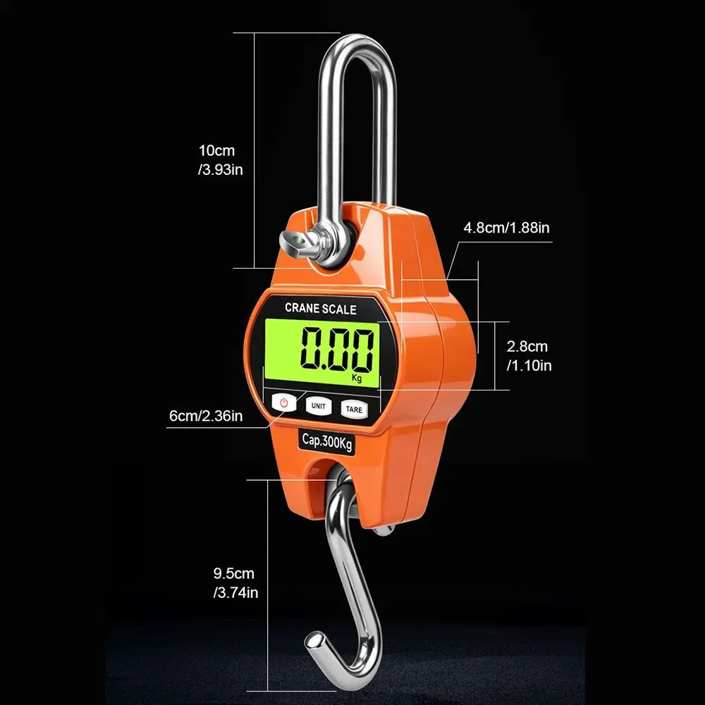 300/500KG Electronic Hook Scale LCD Screen Precision Sensor Digital Hanging Scale Easy Operation Aluminum Shell Crane Scale