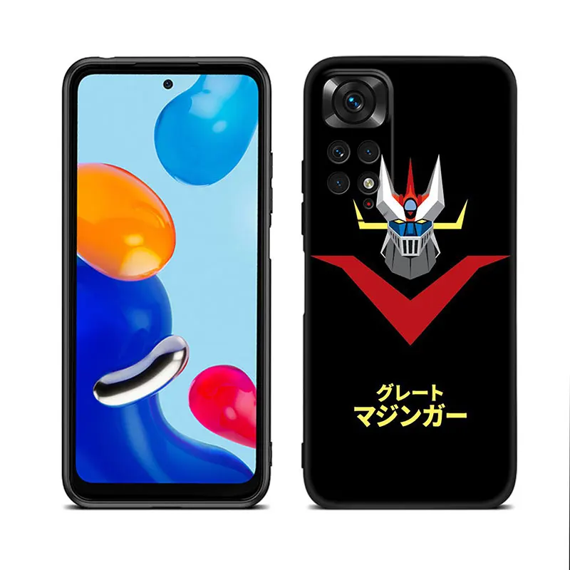 UFO Robot Grendizer Anime Black Phone Case For Xiaomi Redmi Note 12 11 11S 11T 11E 10 10T 5G 10S 9S 9 8T 7 6 Pro Silicone Cover