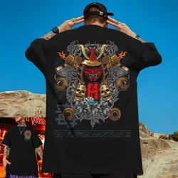 New 3D Japanese Samurai Demon Mask Print T-Shirt For Men Summer Casual Street Trend Top Tee Loose Oversized Short Sleeve T Shirt
