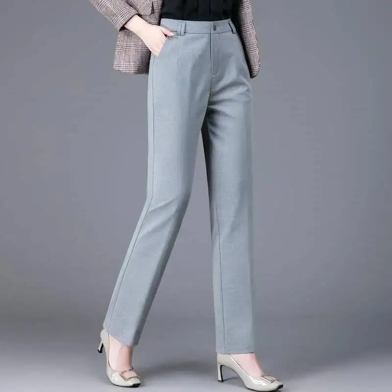 

Women Pants 2025 Korean Fashion Spring Summer Casual High Waist Office Ladies Straight Pant Elegant Suit Trousers Woman Clothes